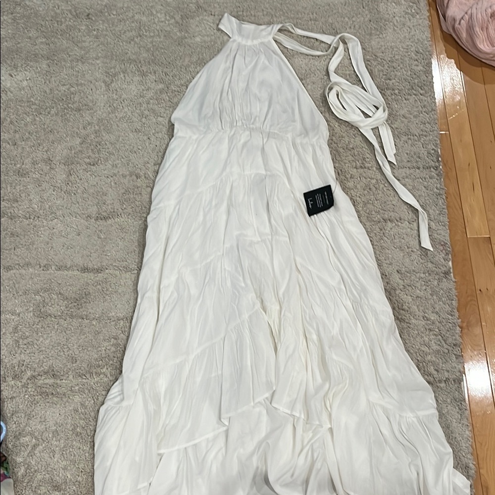 Elegant White Halter Dress